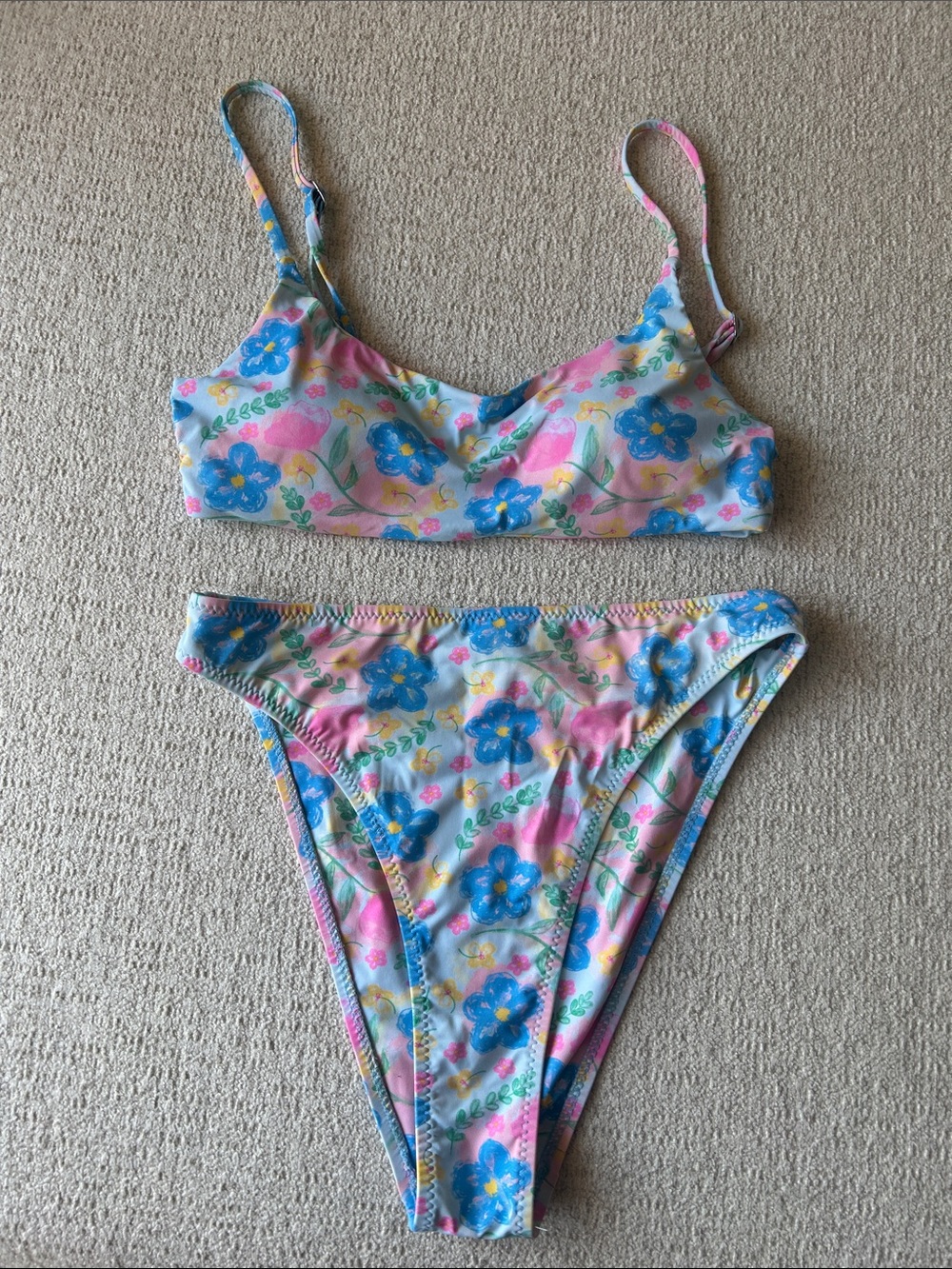 Floral Blue & Pink Bikini Set - Women's Swim